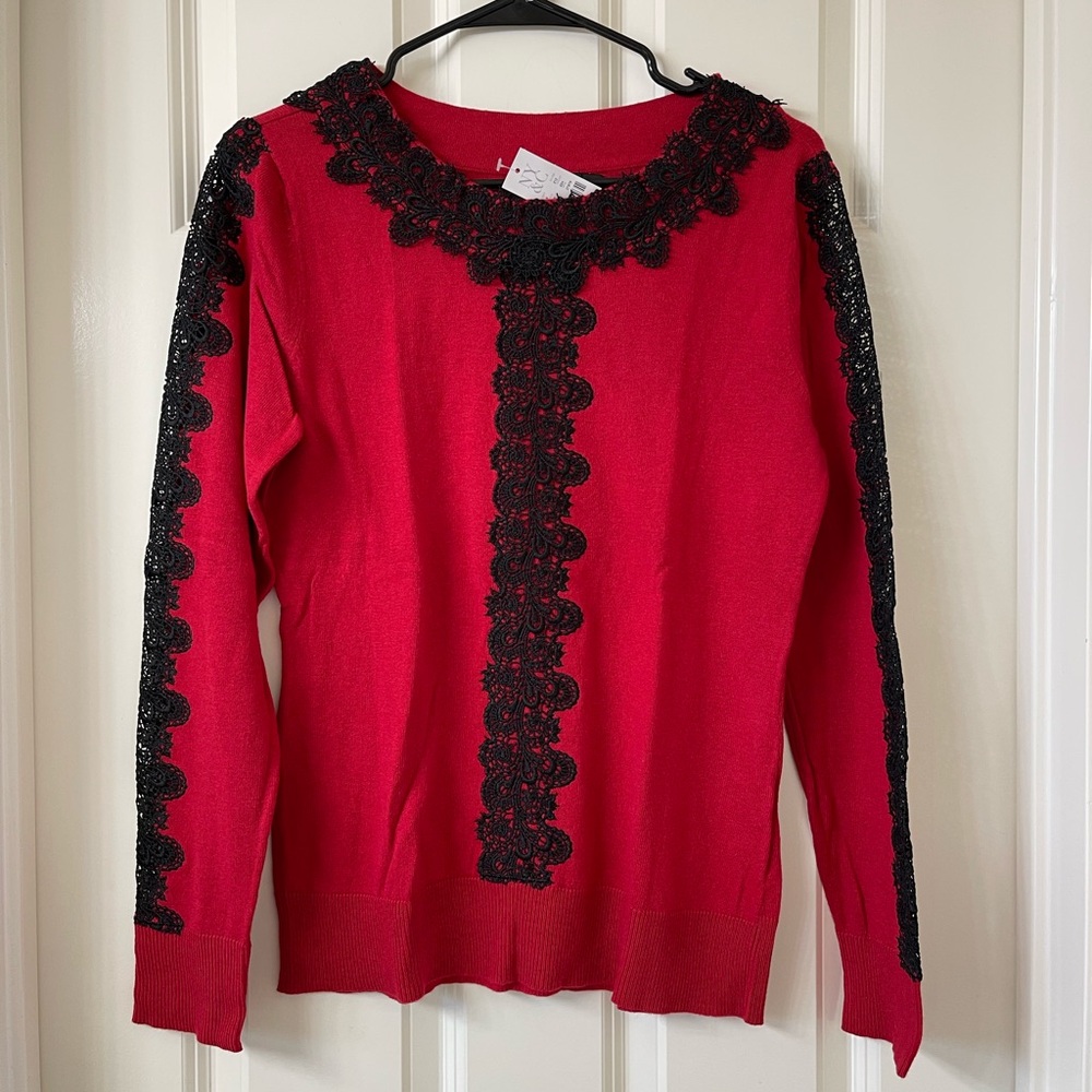 New York & Company - Red & Black Sweater Size Medium - NWT!